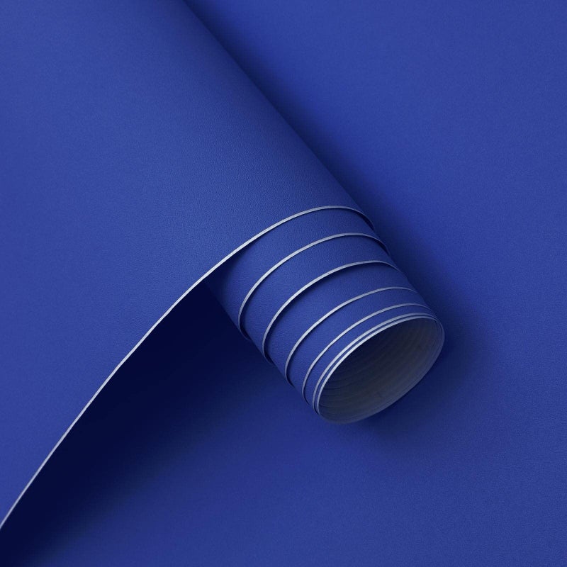 Micpolo Peel and Stick Wallpaper Dark Blue Wallpaper Blue Contact Paper Removable Wallpaper Self Adhesive Vinyl Film Decorative for Bedroom Wallcovering Furniture Countertop Cabinet 15.7""x197"" - Image 1